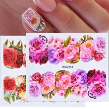 1pcs Bloem Bladeren Nail Sticker Decals Blossom Kleurrijke Slider Rose Water Volledige Wraps Nail Art Decoratie Bloemen Op Nagels CHWG