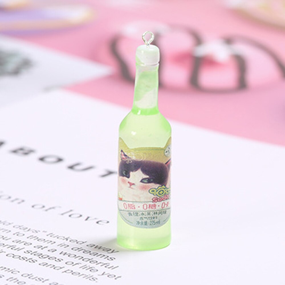 Yamily 10 stück/harz-fruchtsaftflaschen-anhänger, rosa getränkeanhänger, diy-schmuckherstellung für schlüsselanhänger, ohrringe und halsketten: 3