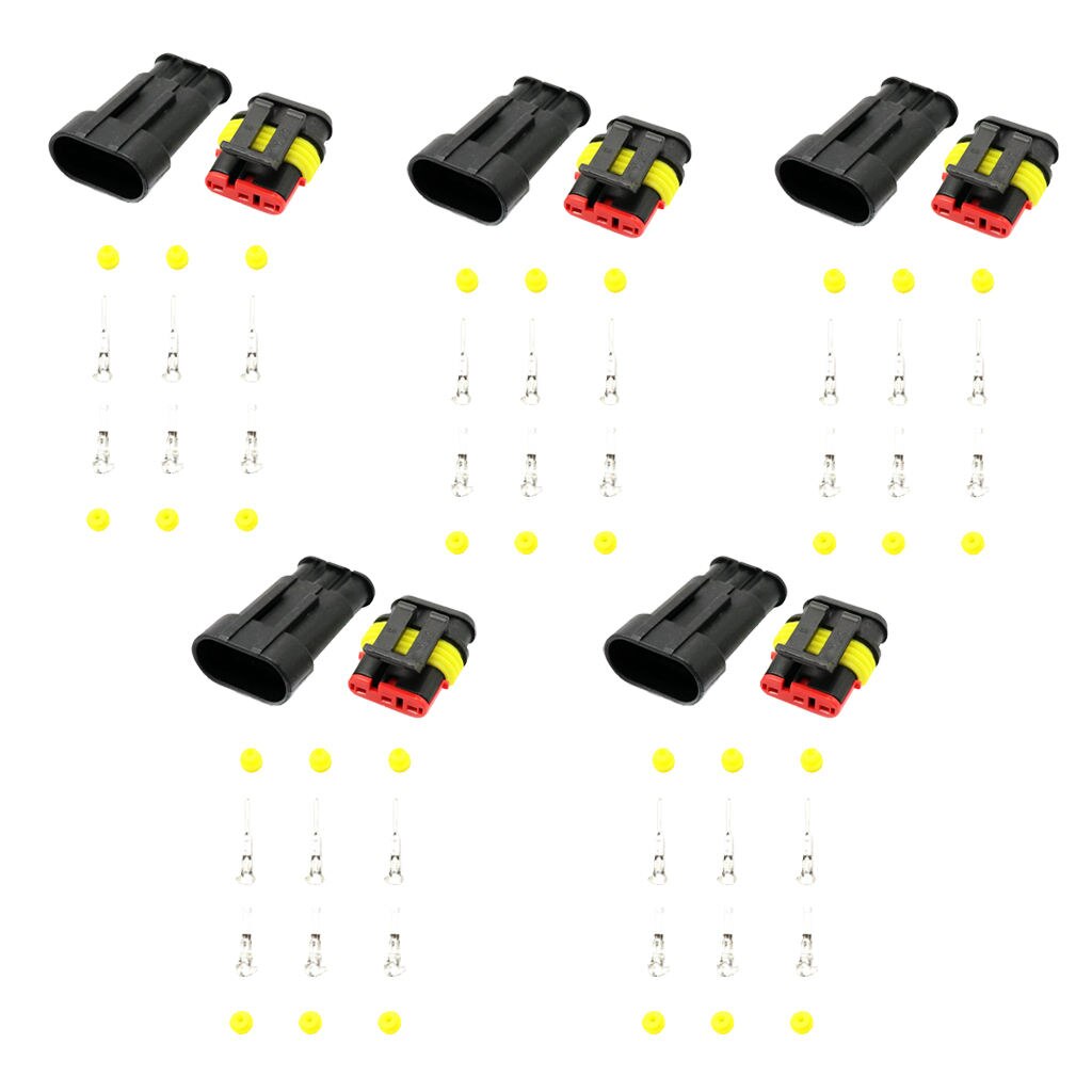 Easy Install Safety 5 Kit Waterproof Electrical Wire Cable 3 Pin Connector