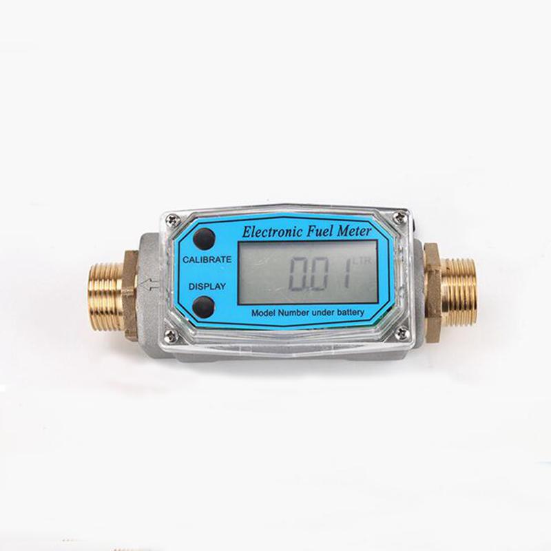 3/4" BSP Male Aluminum Alloy Electronic Digital Turbine Flowmeter Gauge Diesel Fuel Gasoline
