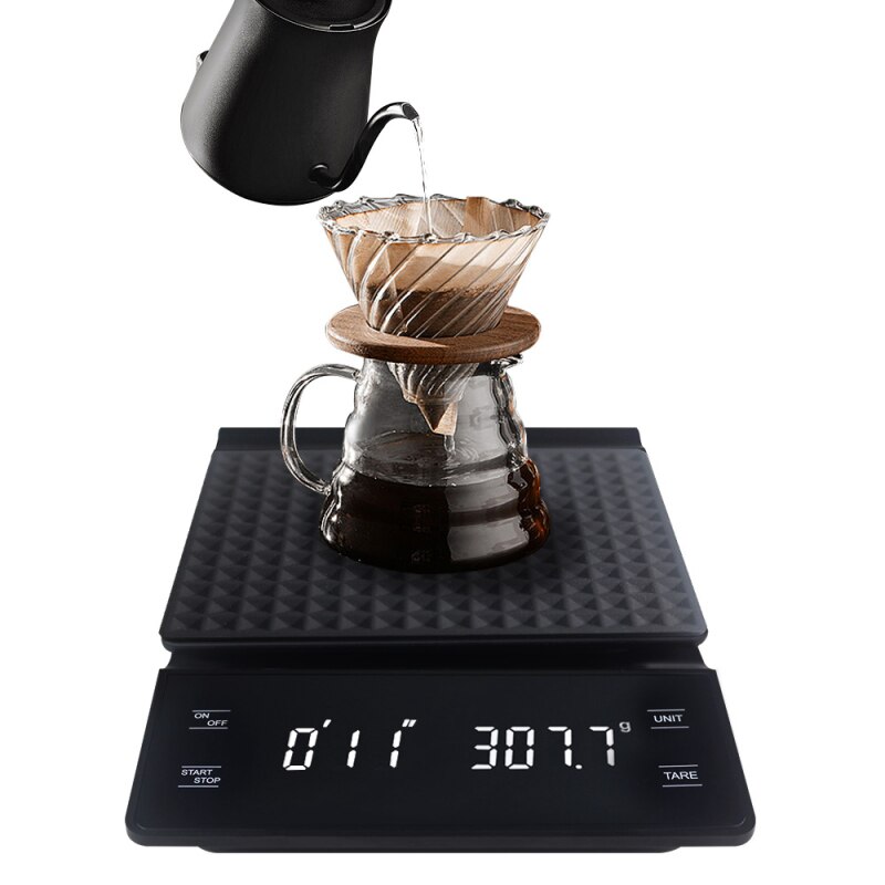 3kg/0.1g kaffevægt med timer smart drop kaffevægt præcision kaffekande skala husholdnings bærbare digitale køkkenvægte