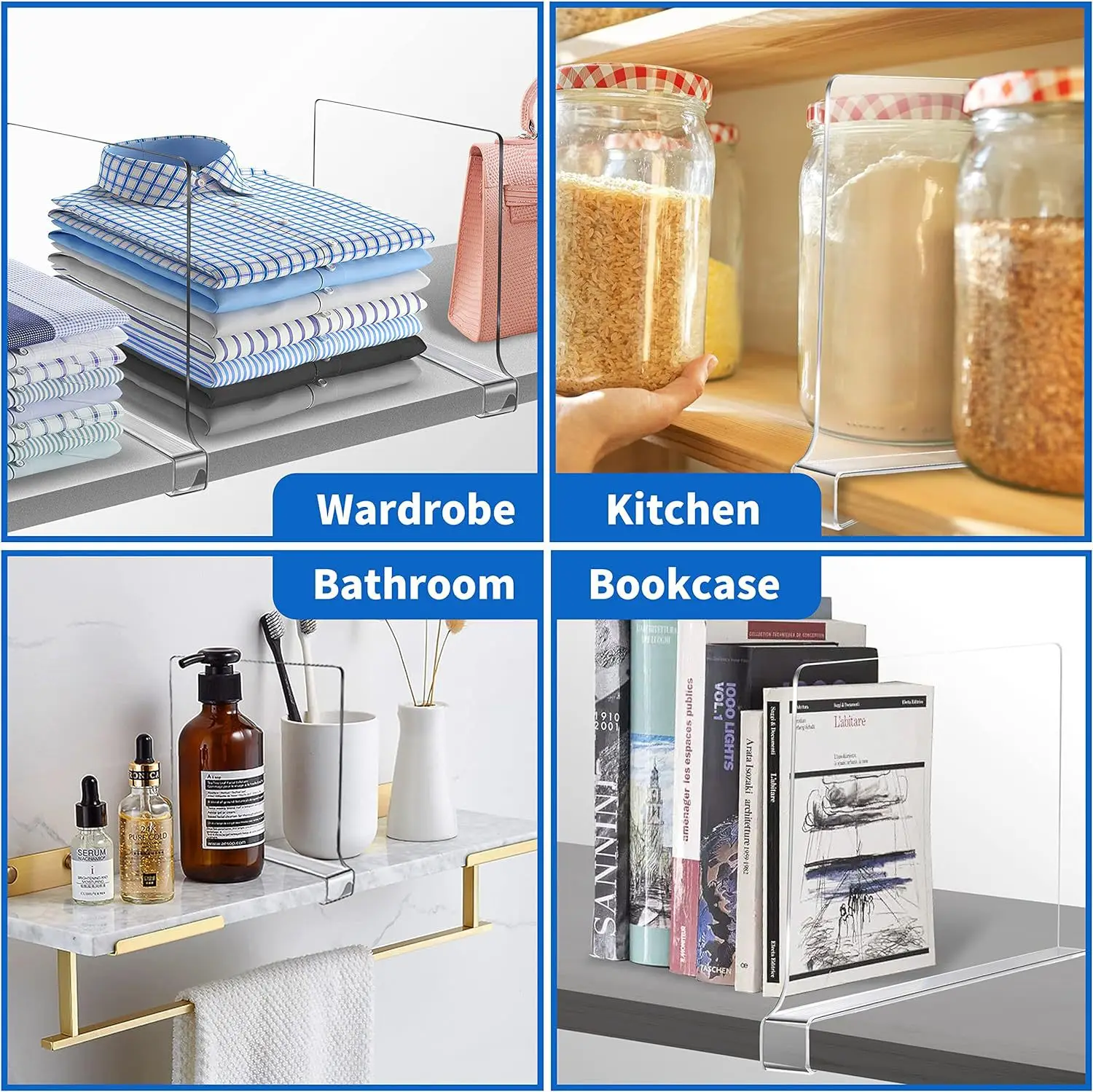 8/6/4/2 Stuks Transparante Kast Plank Voor Garderobe Organizer Doek Divider Kast Boekenkast Divider Baffle
