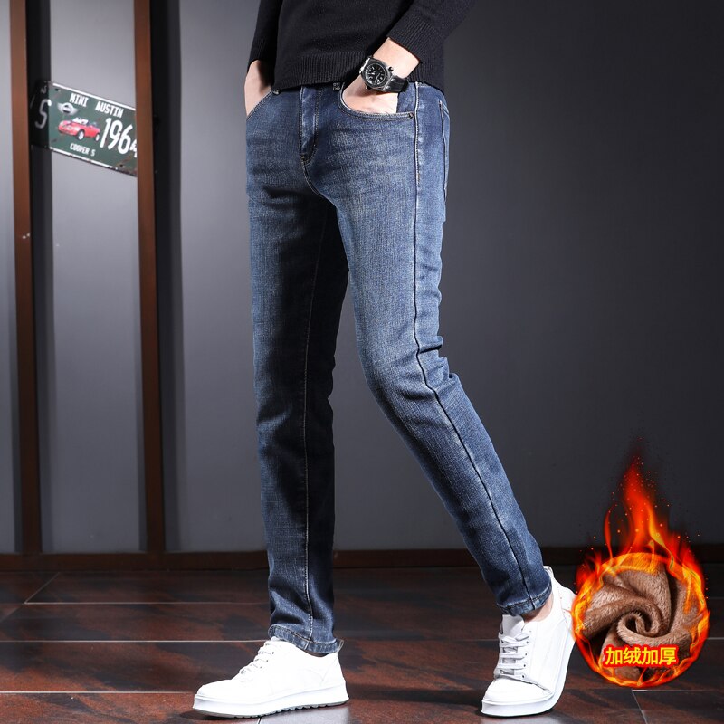 Jantour – jean Slim décontracté pour homme, pantalon Long en Denim, coupe droite, Style anglais, grande taille 28-38, collection hiver