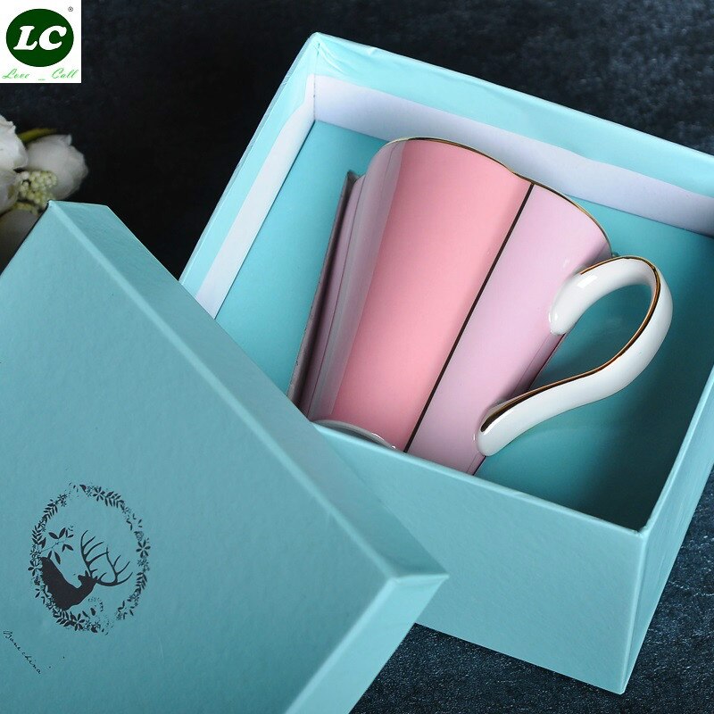 Mok Koffie Bone China Staal Gouden Lepel Mok Met Geschenkdoos Luxe Keramische Water Cup Menglepel