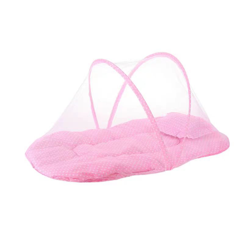 Foldable Baby Mosquito Net No Installation with Cotton Pad Pillow Anti-Mosquito Guard for Infant Cribs: Blue