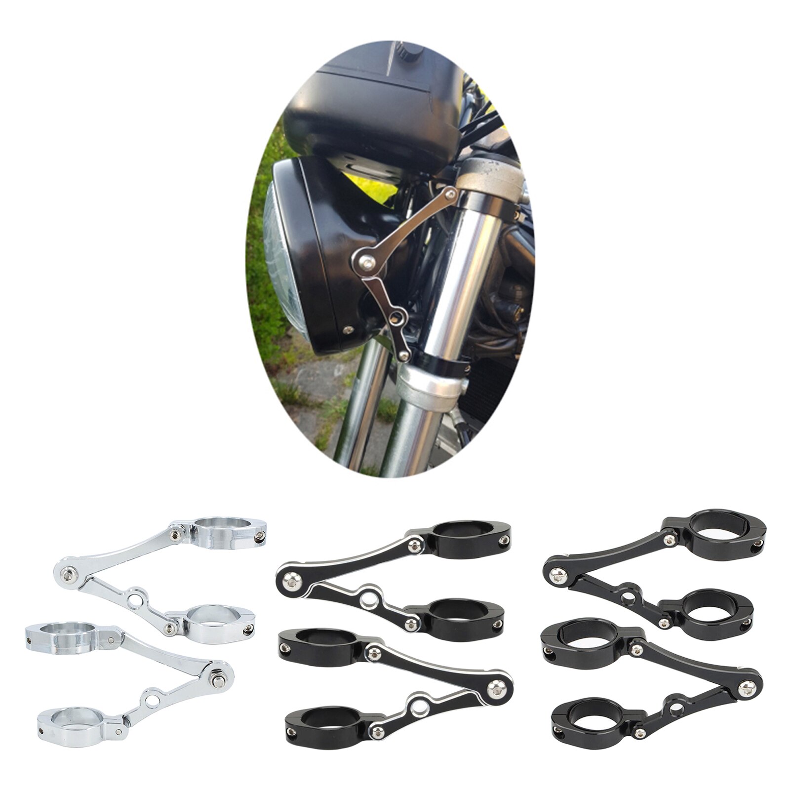 1 Pair Motorcycle Headlight Bracket Mount Clamp 39mm-41mm Fork Tube Spotlight Holder for Honda, Aluminum Alloy