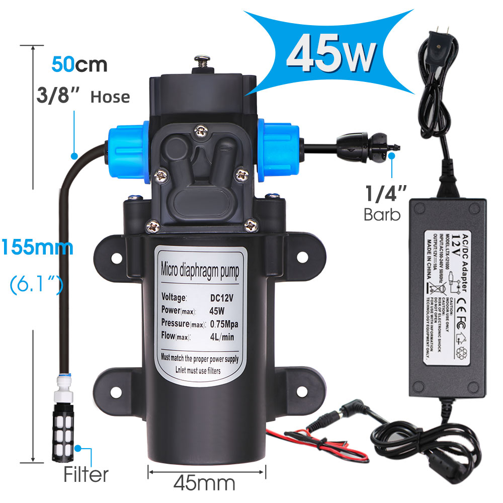 5M-30M 45W-60W Self-priming Pump Watering System 360° Bendable Mist Brass Misting Sprinkler Quick Connector Drip Irrigation Kits: Lavender