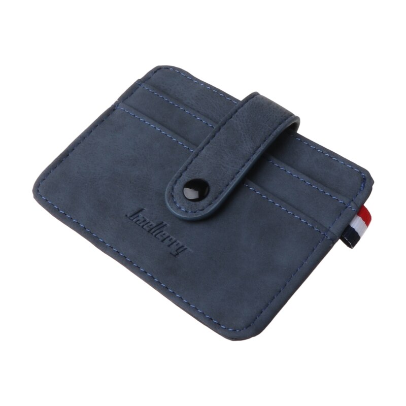 1Pc Retro Button Purse Mannen Lederen Dunne Slanke Business Wallet Id Credit Card Holder: BL