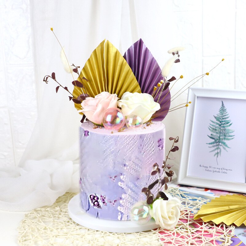 Éventail de décoration de gâteau en papier, chapeau, doré, pliable, pour fête d&#39;anniversaire,