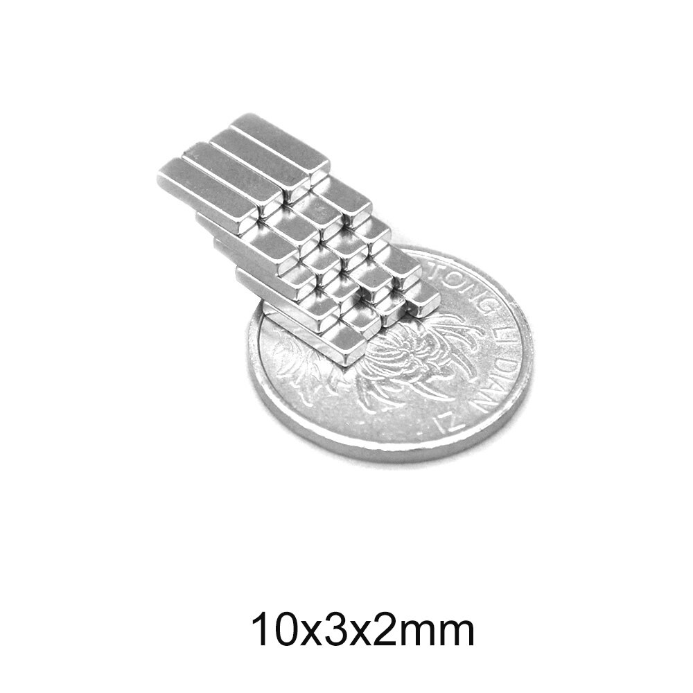 20 ~ 1000 stk. 10 x 3 x 2 mm stærke neodymmagneter tykkelse 2mm blok permanentmagnet 10 x 3 x 2mm kraftige magnetiske magneter 10*3*2 mm