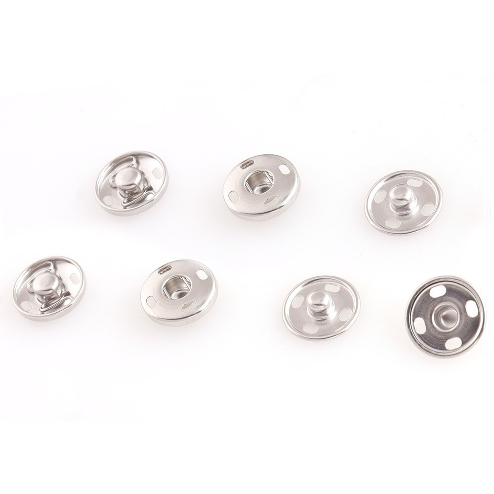 Round Sew-on Snap Button Silver Poppers Snap Fasteners Press Sewing Leather Craft Copper Press Studs Spring Metal Snap 17mm 10pc
