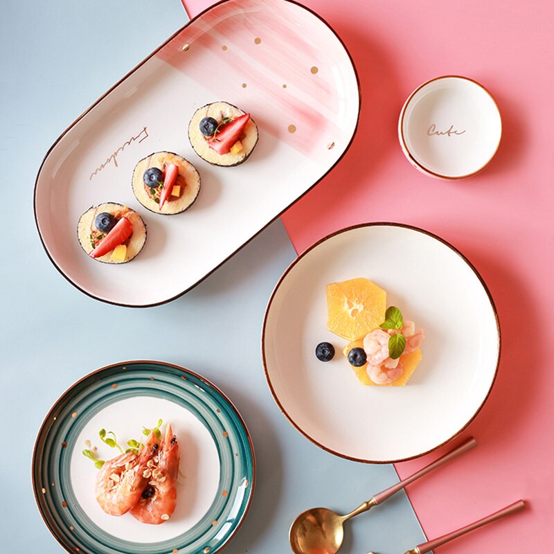 FANCITY Household fish dishes, ceramic dishes, lovely dishes, fruit dishes