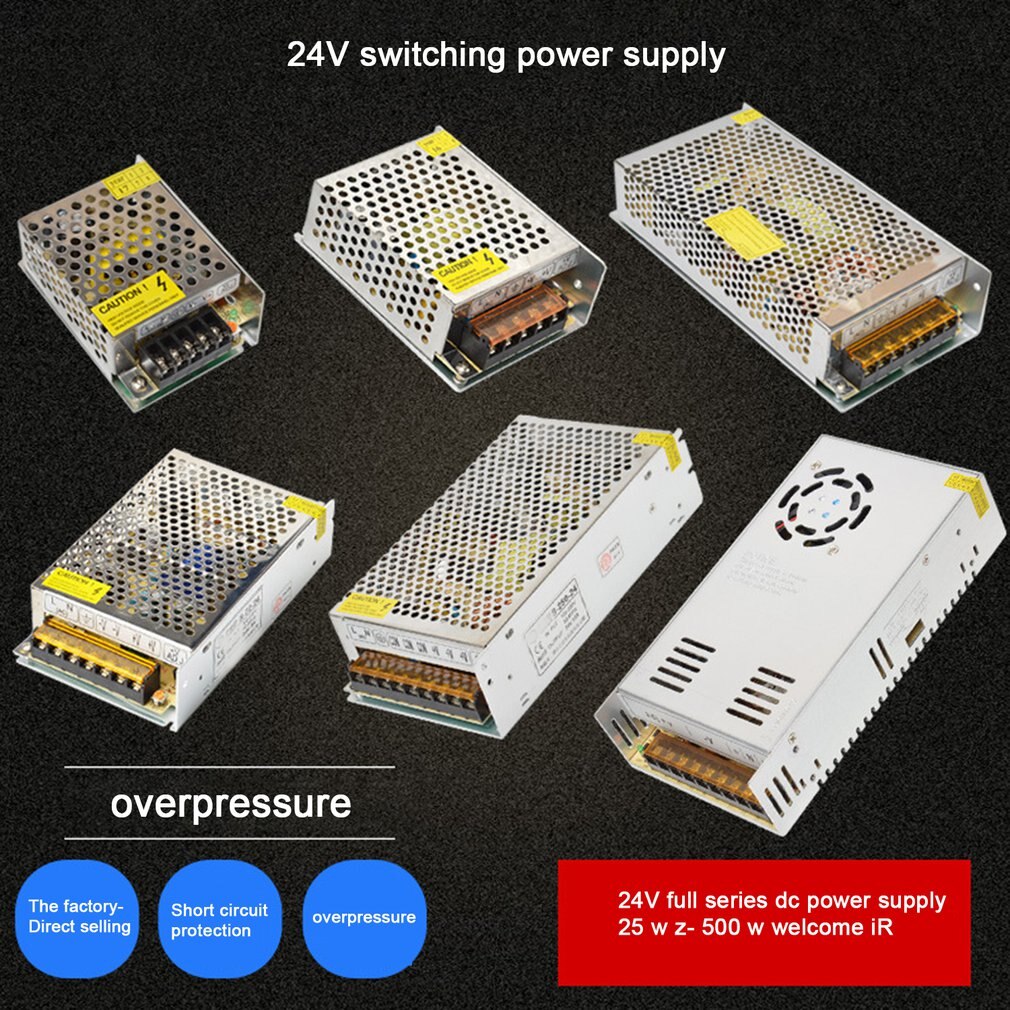 Alimentation à découpage DC24V 1A 2A 2.5A 3A 4.5A 5A 6.5A 8.3A 10A 12.5A 15A 16.5A AC 220V à DC24V AC-DC 24V pour 24V LED Bande