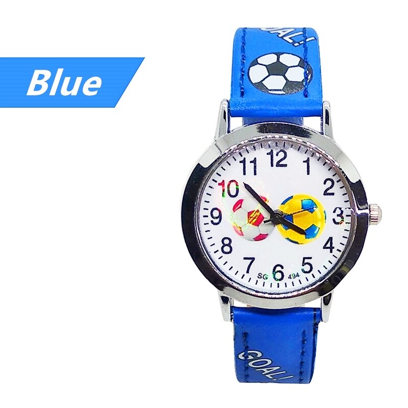 Wysokiej jakości piłka nożna zegarek dzieci skórzane cyfrowe zegarki dla dzieci dziewczyny chłopcy prezent urodzinowy dziecko wodoodporne zegarki kwarcowe zegar: Niebieski