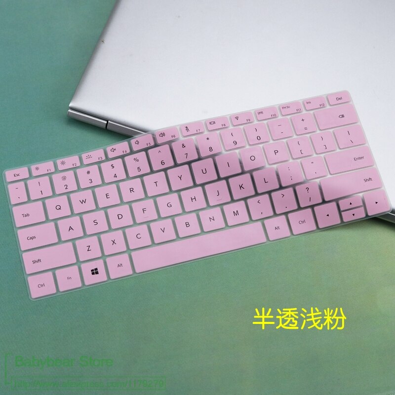 Til huawei matebook 13 laptop 13.3 tommer silikone laptop tastatur cover skin protector: Lyserød