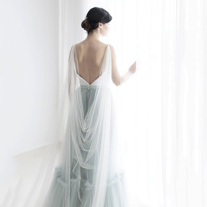 Plain Wedding Cape Sluier Bridal Schouder Sluier In Wit/Ivoor/Zwart/Champagne