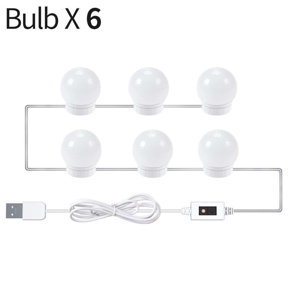 Led Kaptafel Spiegel Lamp Badkamer Vanity Lights Usb Dimbare Make Spiegels Led Wandlamp Voor Slaapkamer Dressoirs Versieren: 6 Bulbs