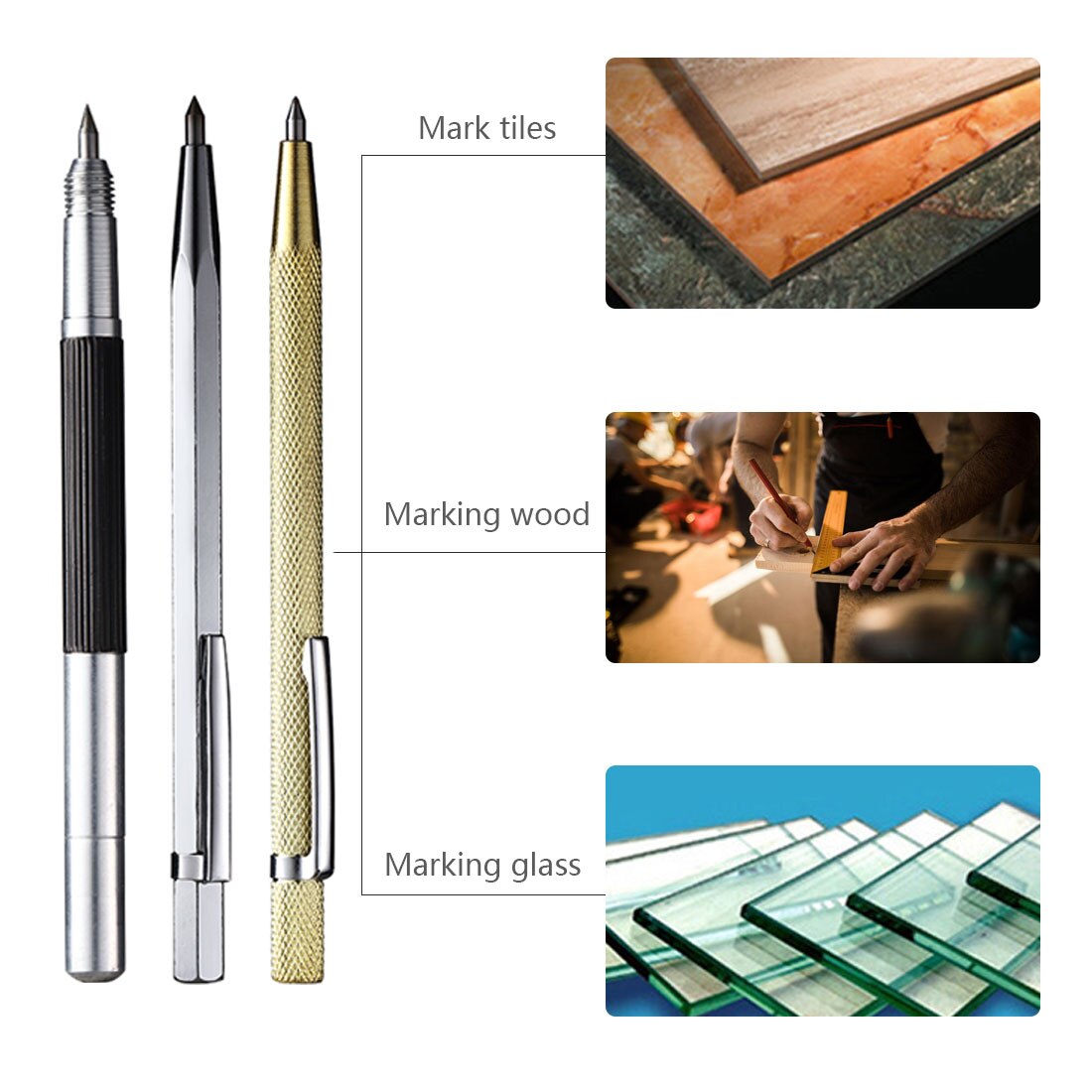 Pencil Sculpture Alloy Scriber Marking Etching Pen Marking Tools for Ceramics Glass Silicon Quartz Shell Metal Wood Carving Tool