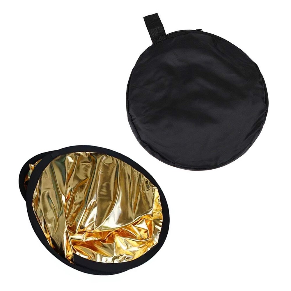 2 in 1 80cm Light Reflector Portable Collapsible Round Photography Reflector Gold &amp; Silver for Portrait Photography Accessories