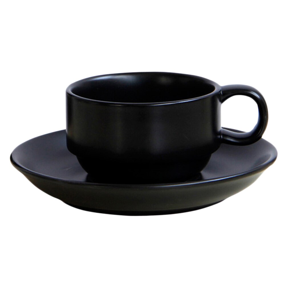 Ceramic Cup Coffee Cup Mug Tea Cup Set for Office and Home Perfect , Maximum Capacity 180ml/ 6 ounce (Black)