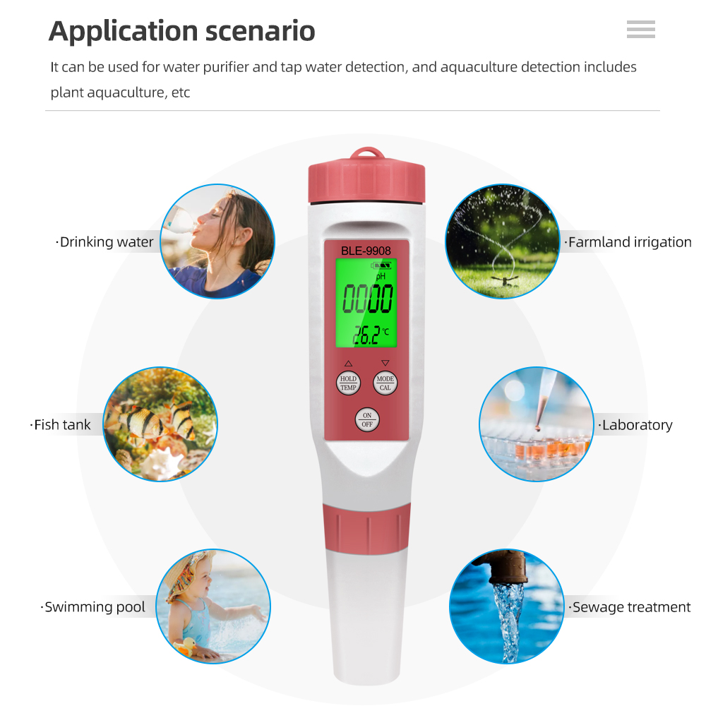 PH Analyzer/EC/TDS/TEMP Meter Ph Water Meter Blue Tooth APP Online ATC for Drinking Water Aquarium Lab Hydroponics Swimming pool