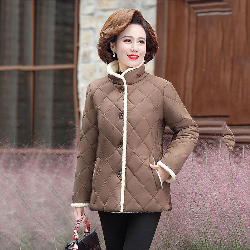 Mantel Parka Herbst Winter Neue Plus Samt Verdicken Damen Jacke Stand-hoch Kragen Große Größe verlieren frauen Halten warme Mantel