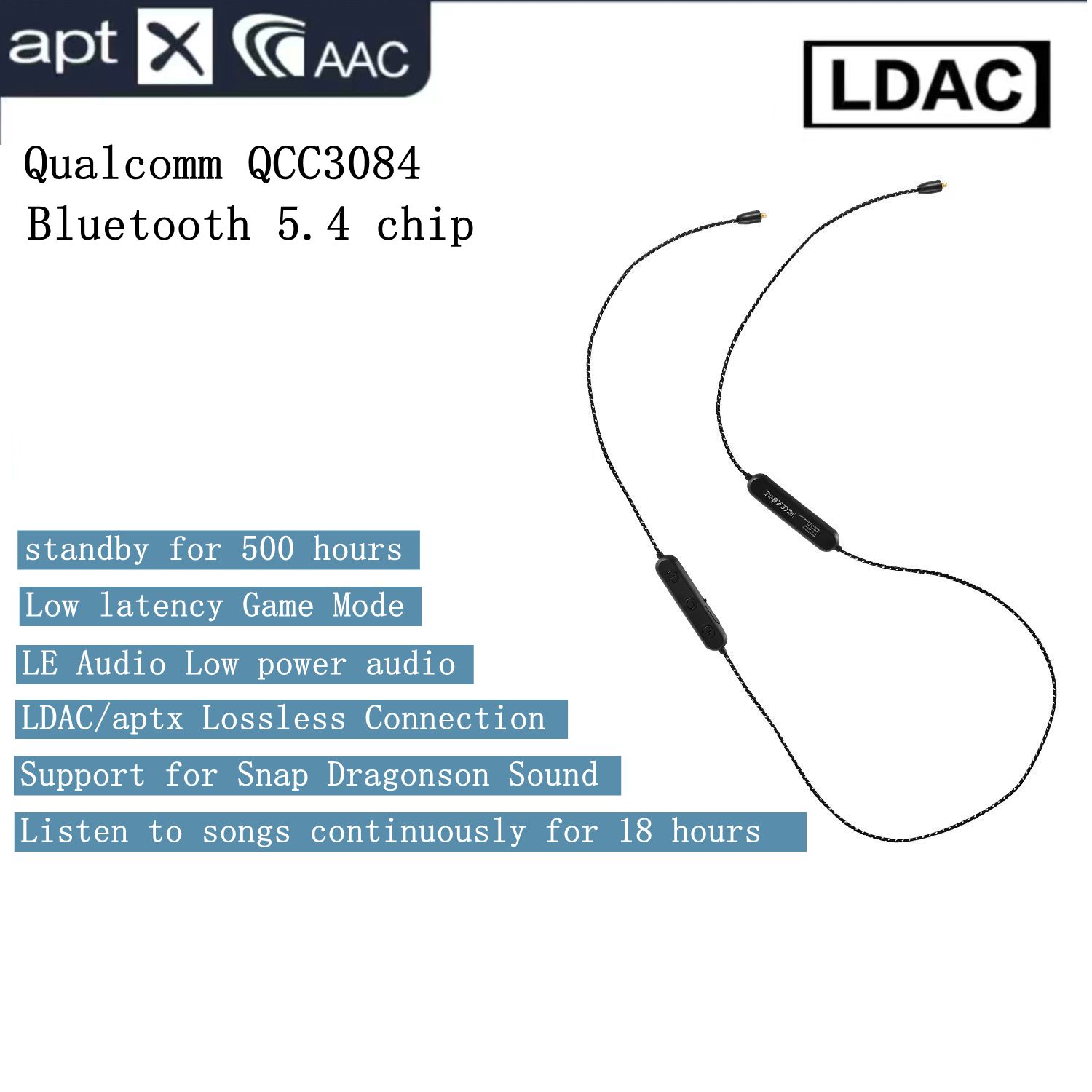 DXSounder Qualcomm qcc3084 Bluetooth 5.4 HIFI monitoring LDAC wireless live outdoor sports halterneck mmcx headphone cable