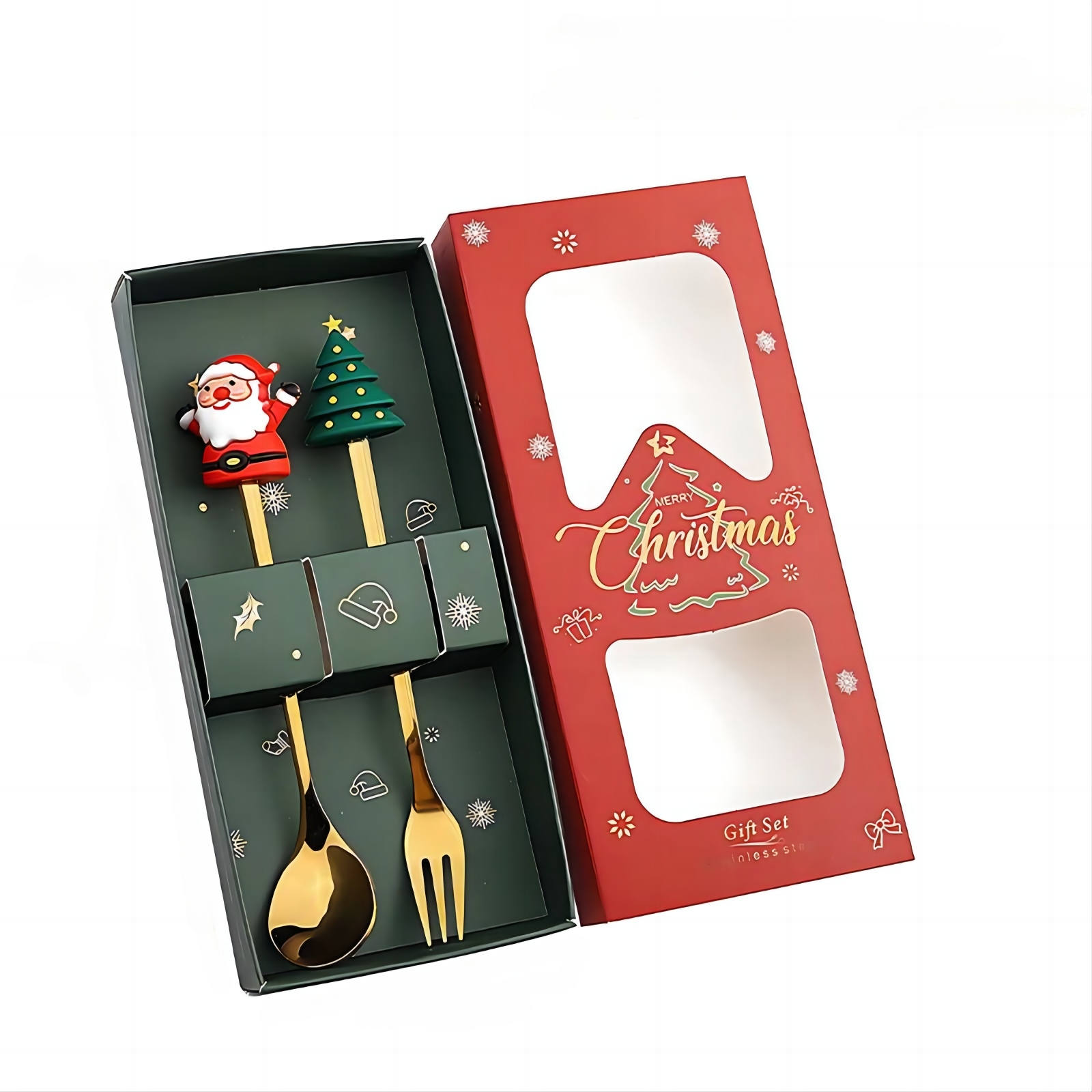 2/4/6 Stuks Kerst Vork En Lepel Set, Roestvrij Staal Creatief Servies, koffie Thee Dessert Vorken En Lepels Set: Goud
