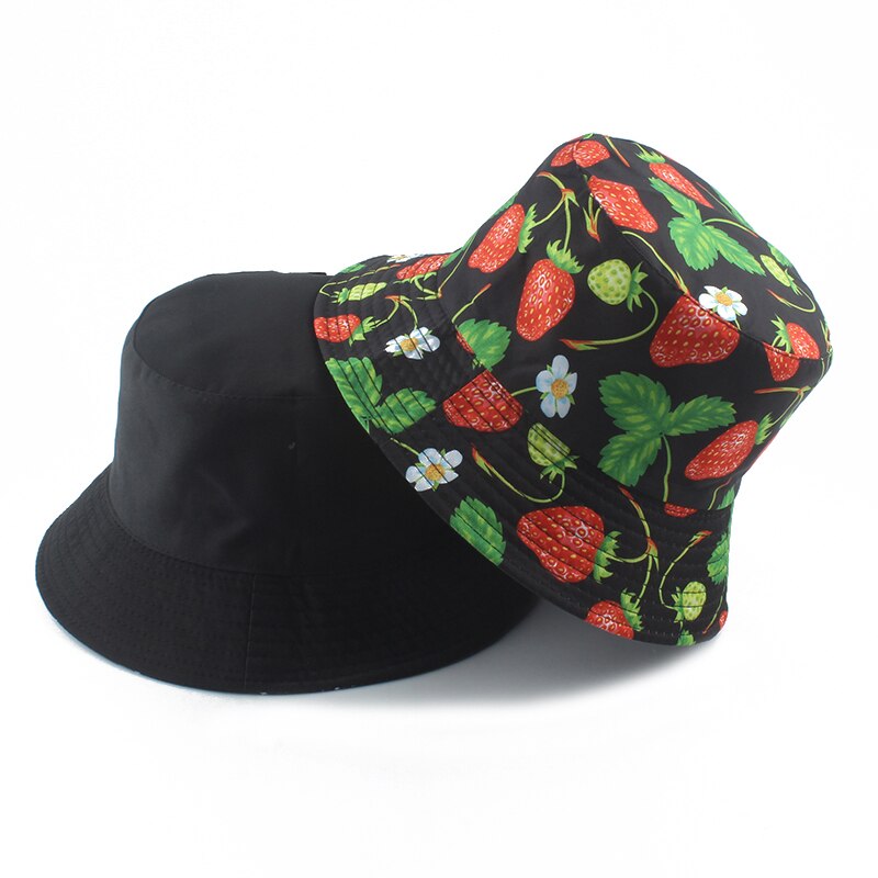 Chapeau seau imprimé Fruits fraise Kiwi ananas, pour femmes, chapeaux de soleil d&#39;été pour hommes, casquette de pêcheur Hip Hop Panama Gorros