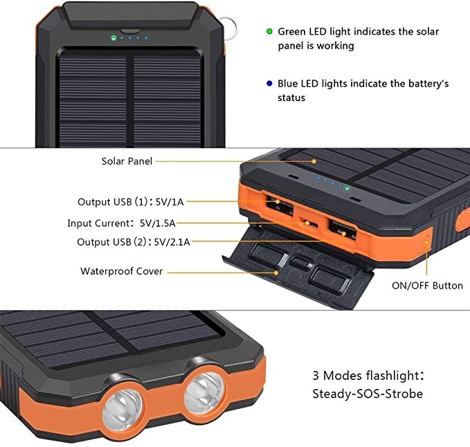 20000Mah Kleine Gele Man Powerank Solar Charger Usb-poorten Externe Lader Draagbare Solar Powerbank Voor Xiaomi 5S Smartphone