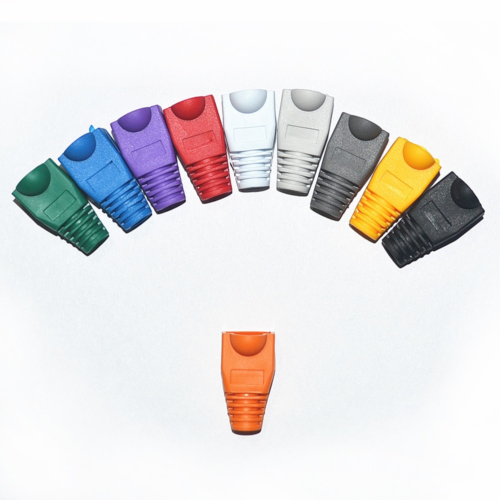 RJ45 CAT6 CAT5e Adapter Cap Ethernet Network Cable Connector Plugs RJ45 Caps Cat 5 protective Sleeve Multicolour 50 100pcs/lot