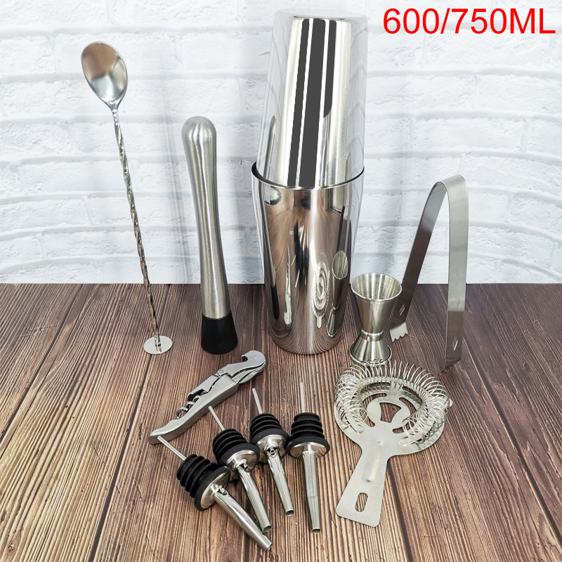Stainless Steel Cocktail Shaker With Wine Rack 750/600ml Wine Shaker Mixer For Bar Party Tools Bar Accessories: 12Pcs 750 600ML