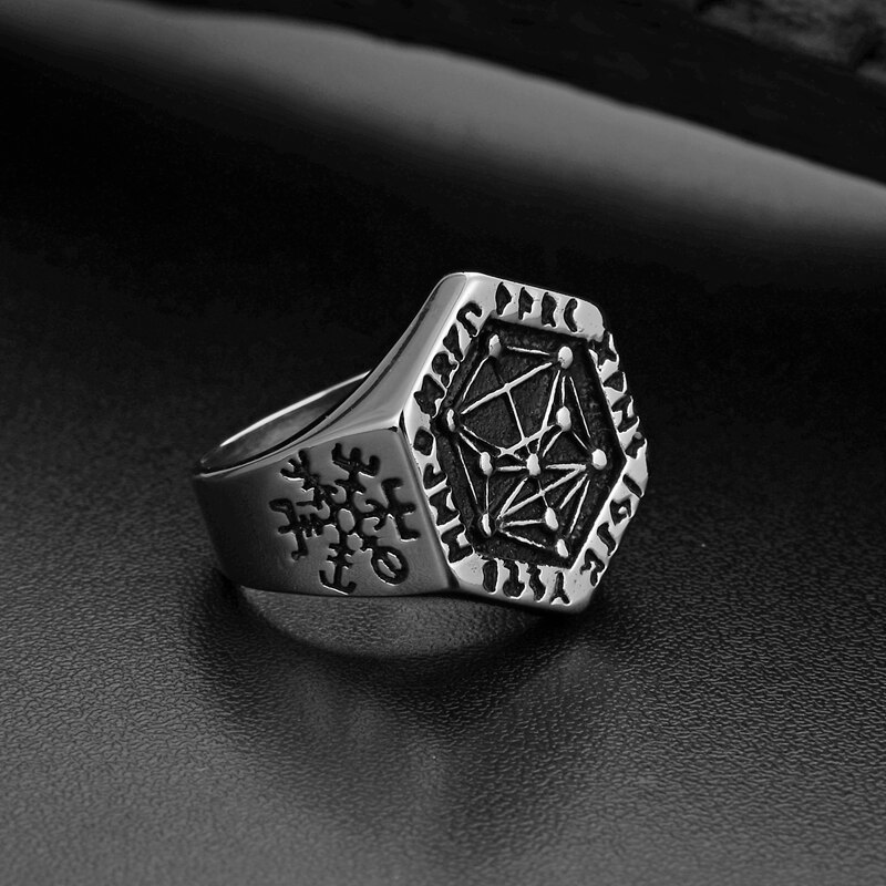 Stainless Steel Rings for man Nordic mythology Viking Rune Index Ring Gold Color Ring jewelry