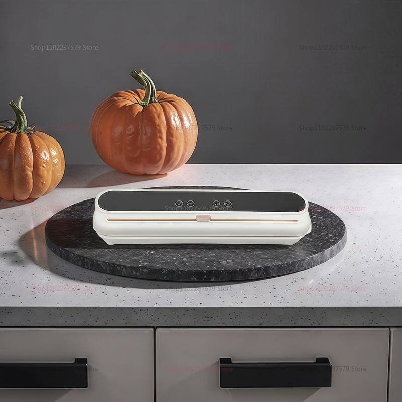 Elektrisk vakuumforsegler til tør/våd mad i hjemmet forseglet emballage til køkkenopbevaring af mad indbygget skærekniv køkkenredskaber