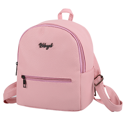 YBYT brand preppy style solid women kawaii rucksack simple lychee pattern ladies travel bag student school backpacks: Pink