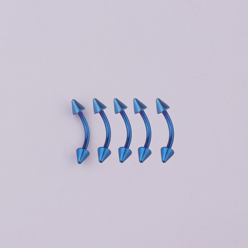 Lot de 5 Anneaux Sourcil - Barbell Courbé Acier Chirurgical 16G - Bijoux de Corps: Bleu / Longueur de barre 10mm