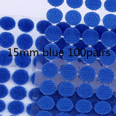 Multicolor 15Mm Dots Stickers Klittenband Dubbele Stok Zelfklevende Tape Nylon Sluiting Tape Thuisgebruik 100Pairs: 15mm blue