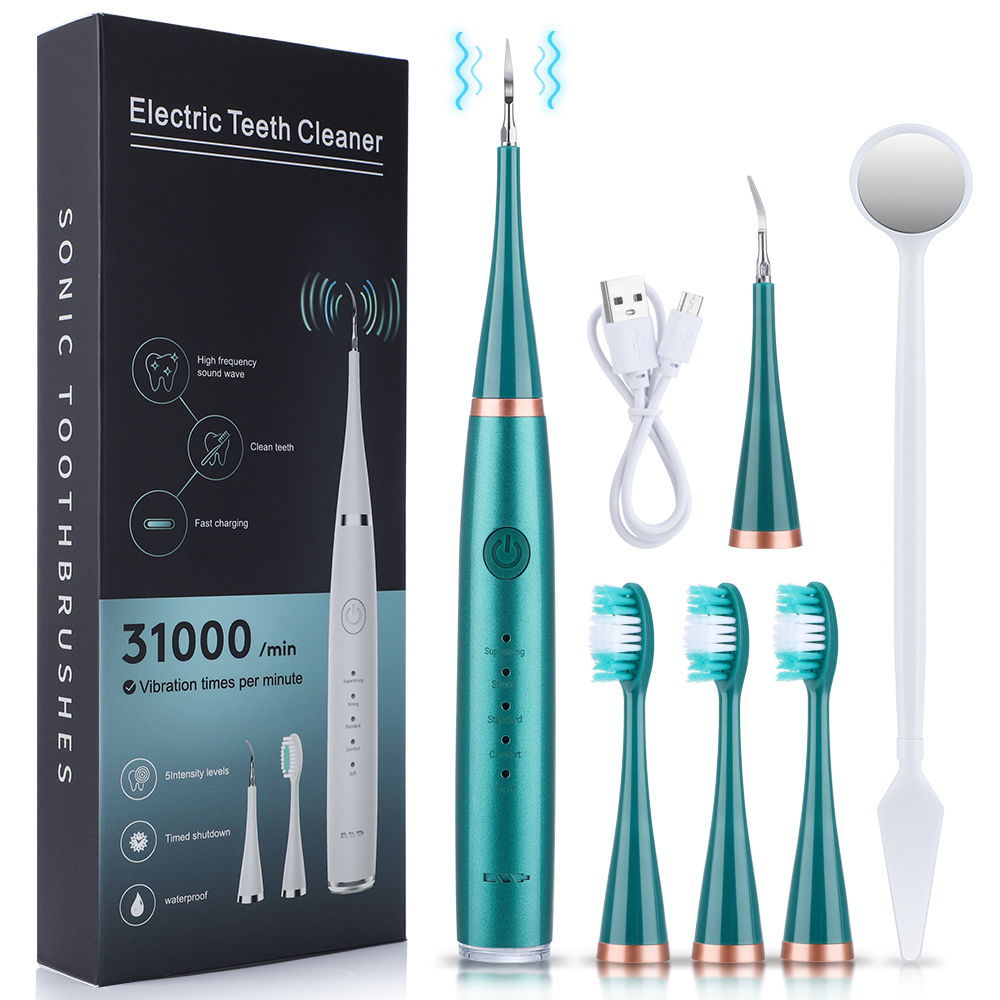Escalador Dental ultrasónico, limpiador de dientes, eliminación de piedra Dental, eliminador de placa sónico eléctrico para manchas de dientes y sarro: Verde