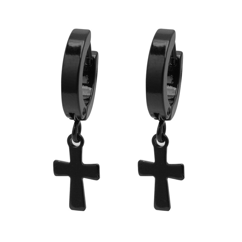 ESSFF-pendientes de acero inoxidable para mujer y hombre, aretes colgantes de Cruz Punk Rock, 14 estilos, joyería gótica,: BE0046