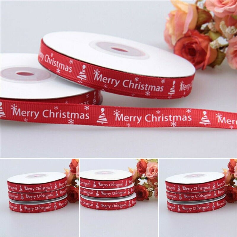 Gloednieuwe Kerst Lint Xmas Cadeaupapier Lint Partij Decoratie 25Yard 10Mm Breed