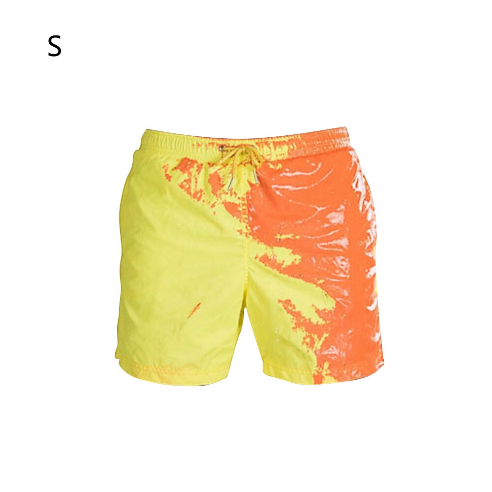 Men Magic Color Changing Swim Trunks Water Discoloration Surf Beach Board Rhombus Plaid Shorts Quick Dry Sport Pants: D / XL