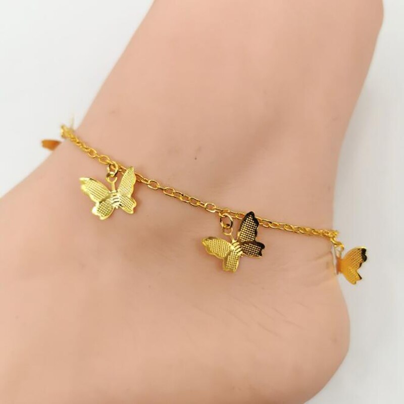 Nouvelle papillon bracelets de cheville pour femmes or argent couleur chaîne cheville Bracelet sur la jambe bohème pied bijoux