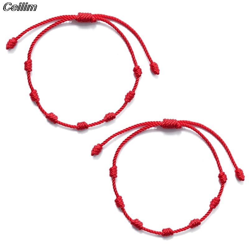 2Pcs 7 Knots Red String Couple Bracelet For Protection Eye Good Luck Amulet For Success And Prosperity Friendship Bracelet