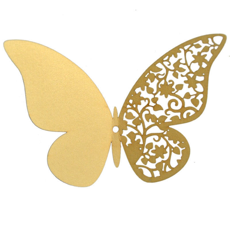 12 stücke Halben hohl 3D Schmetterling Zauberstab Aufkleber für Hochzeit Hause dekoration Schmetterlinge auf sterben Zauberstab zimmer Dekor Mehrfarbig aufkleber: hell Gold