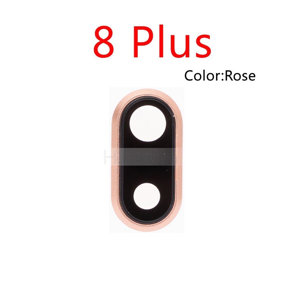 Bakre bakre kamera glass linse ring deksel for iphone  x 7 8 plus med rammeholder reservedeler: 8 pluss rose