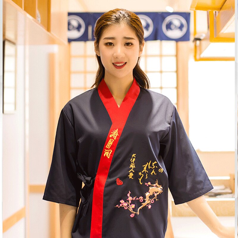 Sushi Chef Coat Japan Cuisine Uniform Unisex Cooking Shirt Hotel Kitchen Jacket Korean Barbeque Restaurant Waiter Work Clothes