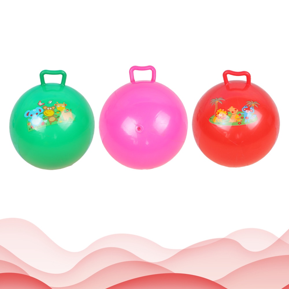 3Pcs Inflatable Hopper Balls Hop Bouncy Jumping with Handle Kicking Bounce Jumping Hopper Educational Toy (Random Style)