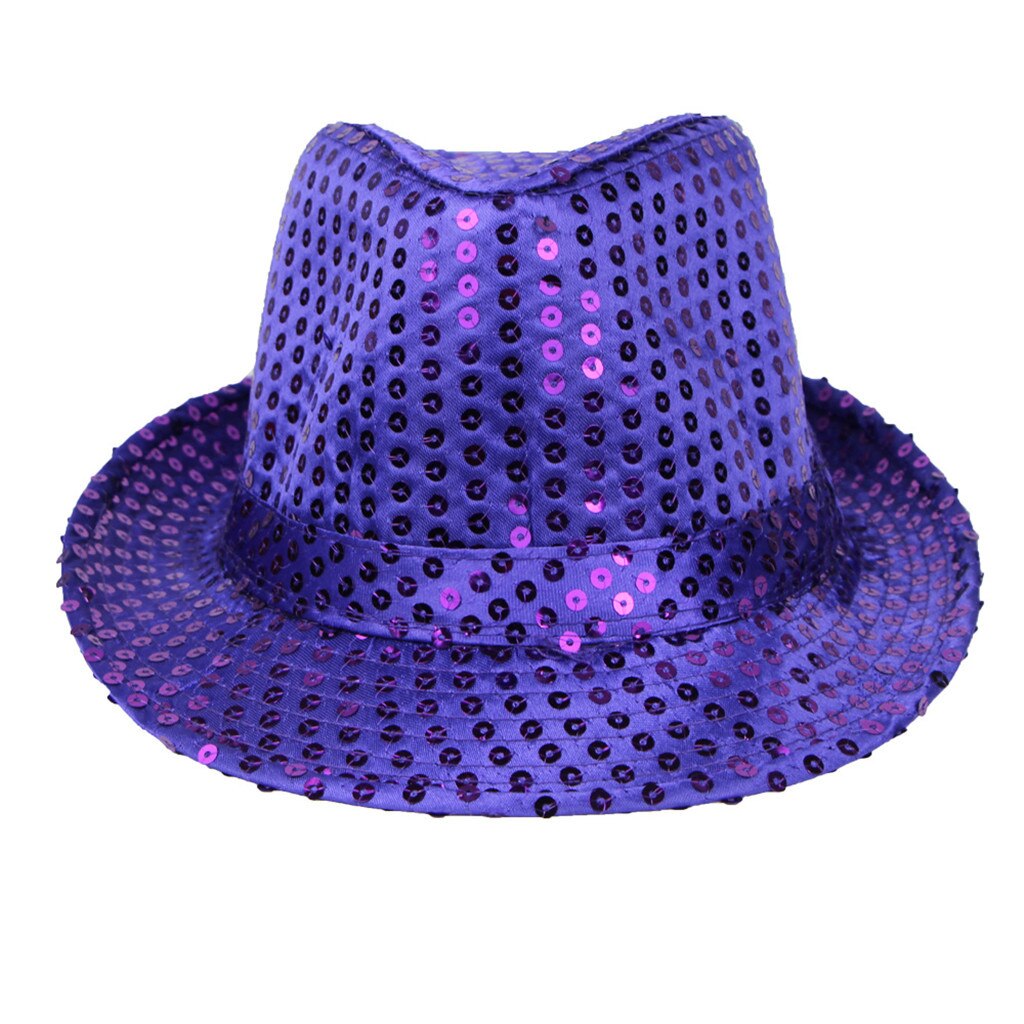 Top Hats Sequin Jazz Hat Trilby Fedora Caps Dance Show Glitter Party Fancy Dress Cute Hats Zylinder Hut Mütze #2S27: Purple