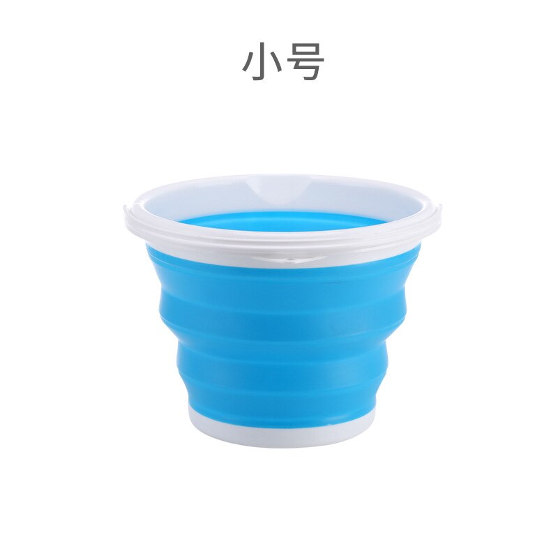 Multi-Function Silicone Foldable Bucket Portable Outdoor Bucket Travel Car Wash Fishing Plastic Bucket: Blue S