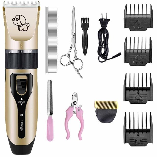 Tondeuse électrique pour animaux de compagnie, Rechargeable, à faible bruit, Machine pour couper les cheveux, toilettage et coupe de cheveux de chat et de chien: full kit 3